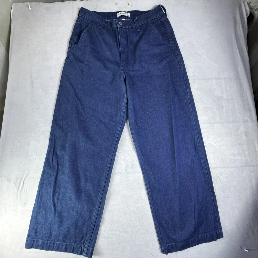 Abercrombie & Fitch Womens Wide‎ Leg Jeans Blue Denim Mid Rise Curve Love 28/6S